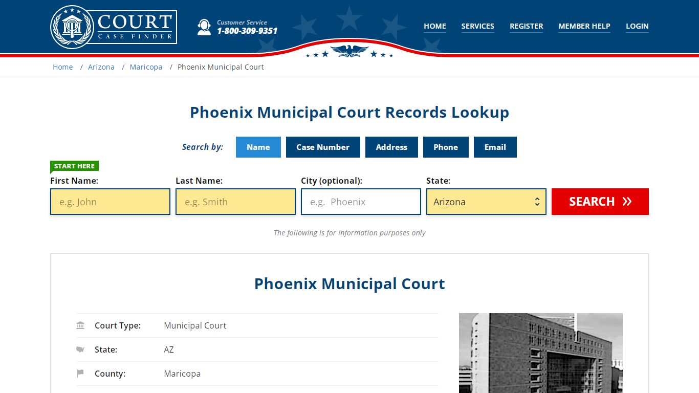 Phoenix Municipal Court Records Lookup - CourtCaseFinder.com